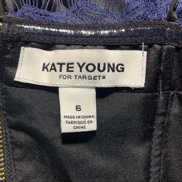 50% OFF Kate Young Peplum Dress Blue Lace Spaghetti Strap - Picture 5 of 7